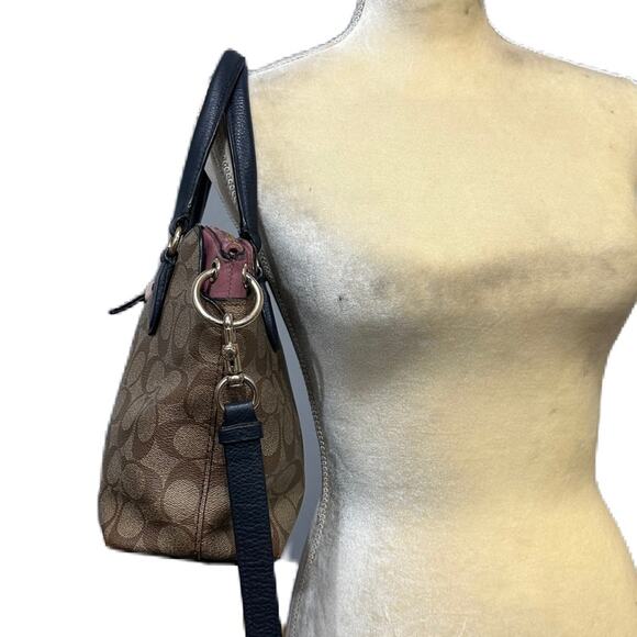 COACH Remi Navy Brown Signature Satchel Saddle Crossbody Bag MRSP $398 - Picture 3 of 15